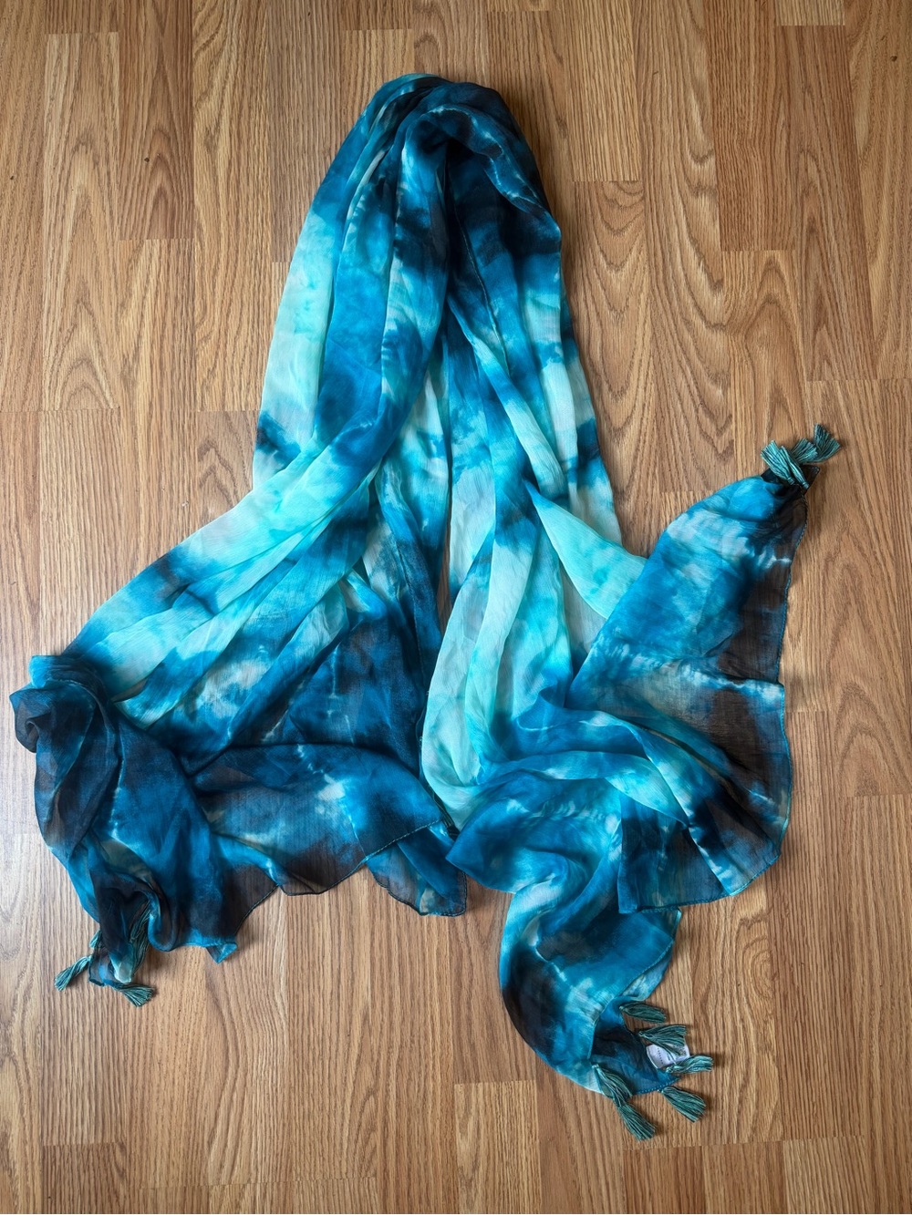 Metaphor Teal and Aqua Hand-Dyed Scarf